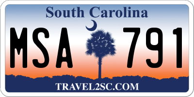 SC license plate MSA791