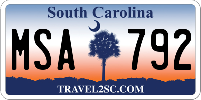 SC license plate MSA792