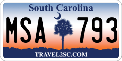 SC license plate MSA793