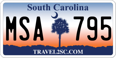 SC license plate MSA795