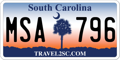 SC license plate MSA796