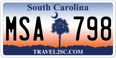 SC license plate MSA798