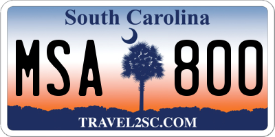 SC license plate MSA800