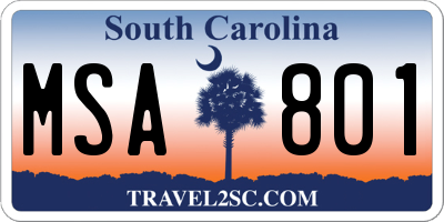 SC license plate MSA801