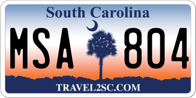 SC license plate MSA804