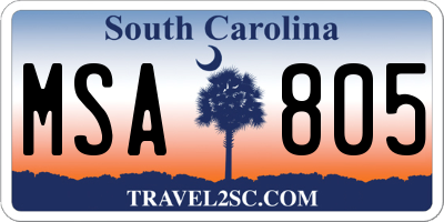 SC license plate MSA805