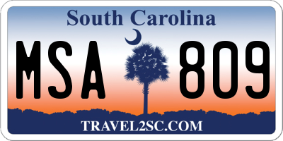 SC license plate MSA809