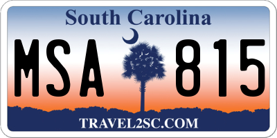 SC license plate MSA815