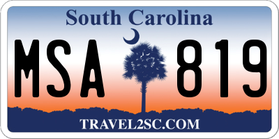 SC license plate MSA819