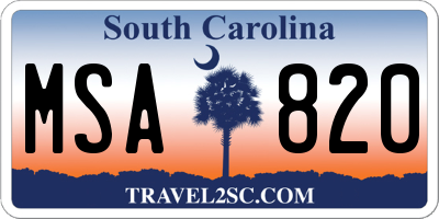 SC license plate MSA820