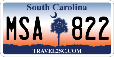 SC license plate MSA822