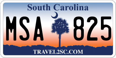 SC license plate MSA825