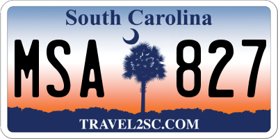 SC license plate MSA827