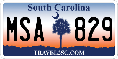 SC license plate MSA829