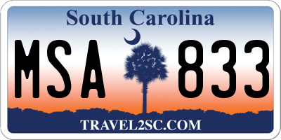SC license plate MSA833