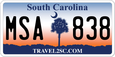 SC license plate MSA838
