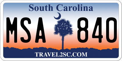 SC license plate MSA840