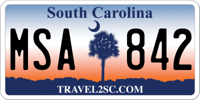 SC license plate MSA842