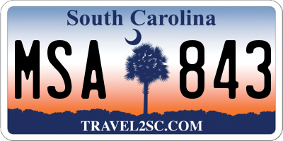 SC license plate MSA843