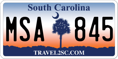 SC license plate MSA845