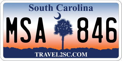 SC license plate MSA846