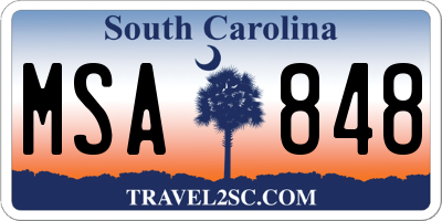 SC license plate MSA848