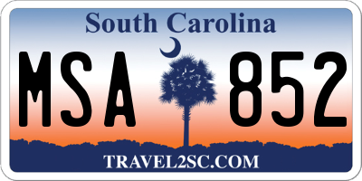 SC license plate MSA852