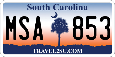 SC license plate MSA853