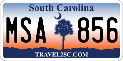 SC license plate MSA856