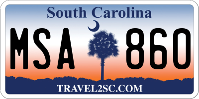 SC license plate MSA860