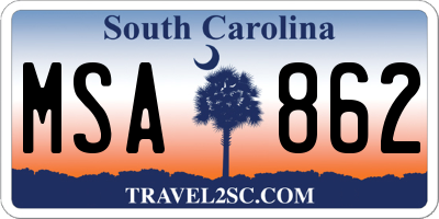 SC license plate MSA862