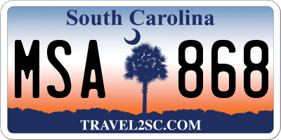 SC license plate MSA868