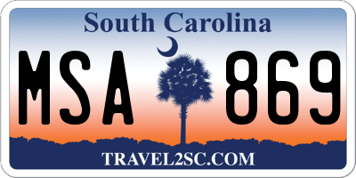 SC license plate MSA869