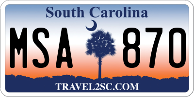 SC license plate MSA870