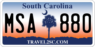 SC license plate MSA880