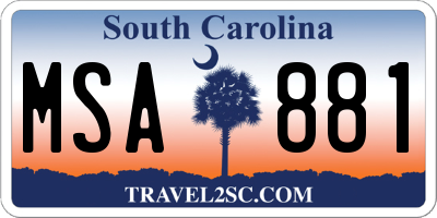 SC license plate MSA881