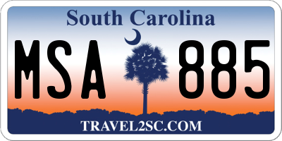 SC license plate MSA885