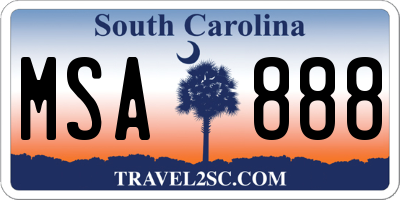 SC license plate MSA888