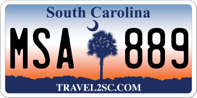 SC license plate MSA889