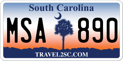 SC license plate MSA890