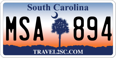 SC license plate MSA894