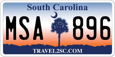 SC license plate MSA896