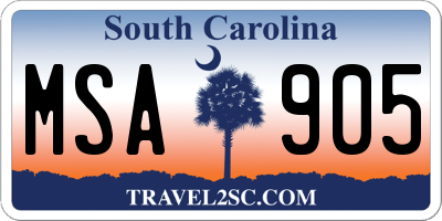 SC license plate MSA905