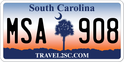 SC license plate MSA908