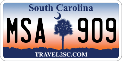 SC license plate MSA909