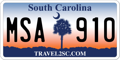 SC license plate MSA910
