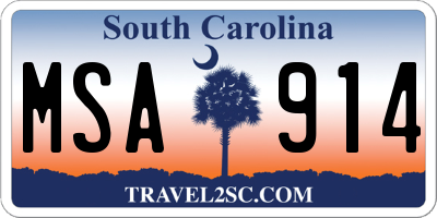 SC license plate MSA914
