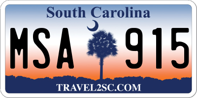 SC license plate MSA915
