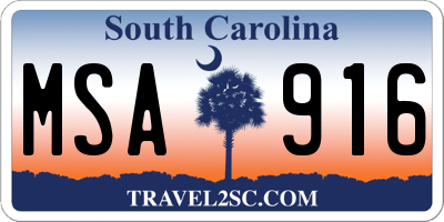 SC license plate MSA916
