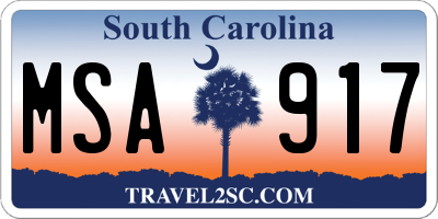 SC license plate MSA917